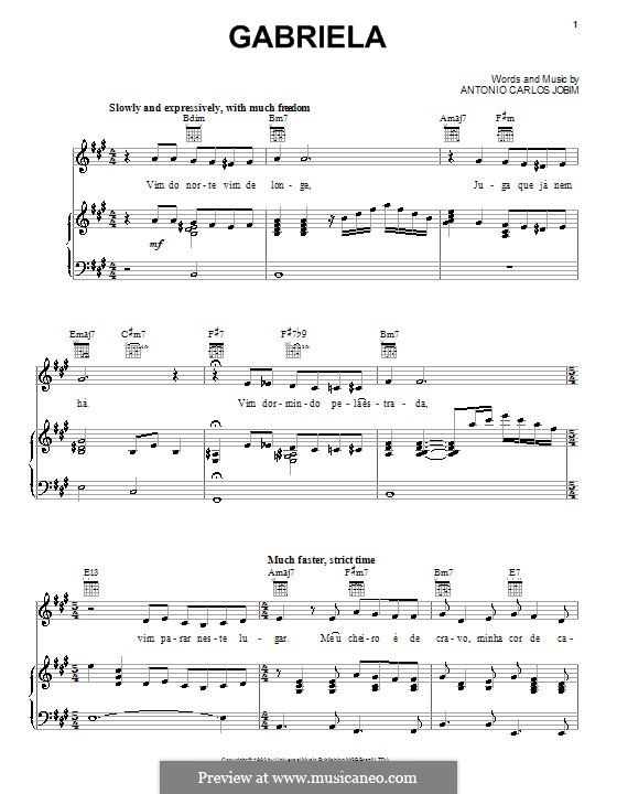 Gabriela: Für Stimme und Klavier (oder Gitarre) by Antonio Carlos Jobim