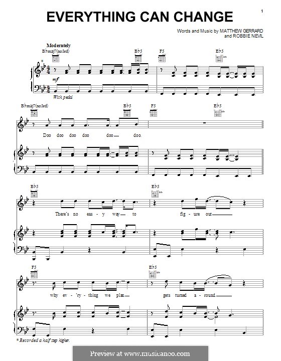Everything Can Change (Nikko): Für Stimme und Klavier (oder Gitarre) by Matthew Gerrard, Robbie Nevil