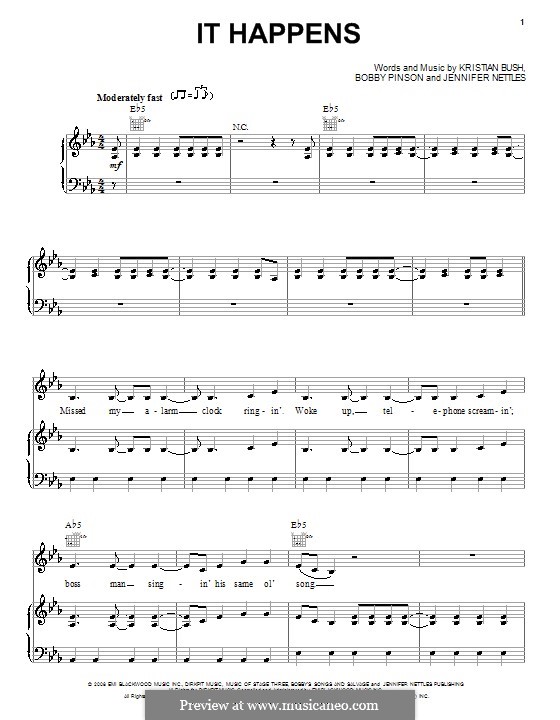 It Happens (Sugarland): Für Stimme und Klavier (oder Gitarre) by Bobby Pinson, Jennifer Nettles, Kristian Bush