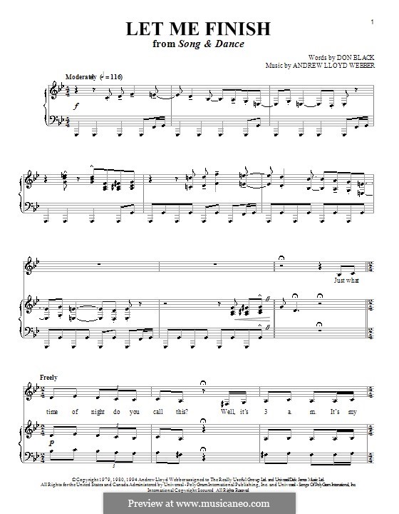 Let Me Finish: Für Stimme und Klavier (oder Gitarre) by Andrew Lloyd Webber