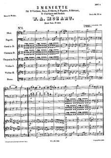 Drei Menuette für Orchester, K.363: Drei Menuette für Orchester by Wolfgang Amadeus Mozart