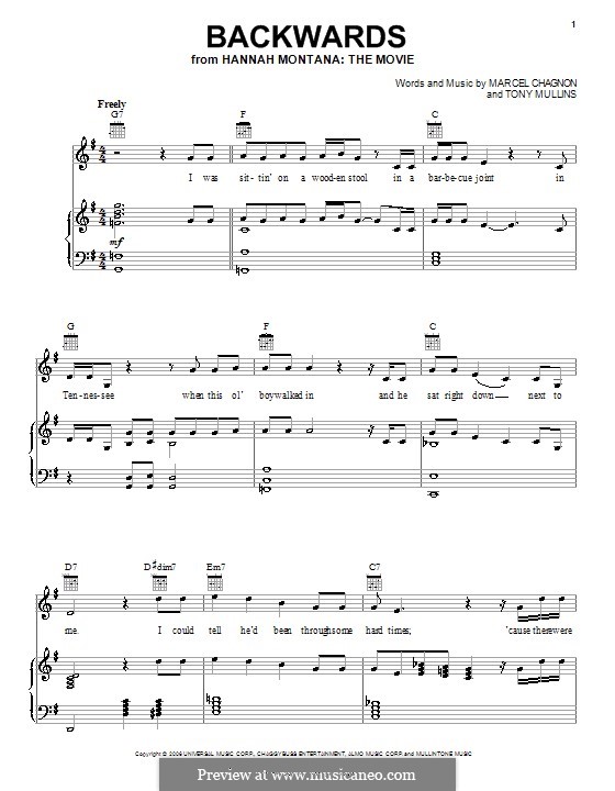 Backwards (Rascal Flatts): Für Stimme und Klavier (oder Gitarre) by Marcel Chagnon, Tony Mullins