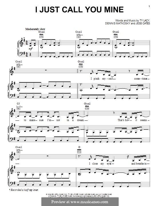 I Just Call You Mine (Martina McBride): Für Stimme und Klavier (oder Gitarre) by Dennis Matkosky, Jess Cates, Ty Lacy