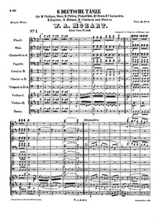 Sechs deutsche Tänze, K.509: Vollpartitur by Wolfgang Amadeus Mozart