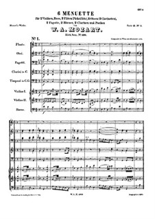 Sechs Menuette für Orchester, K.599: Sechs Menuette für Orchester by Wolfgang Amadeus Mozart