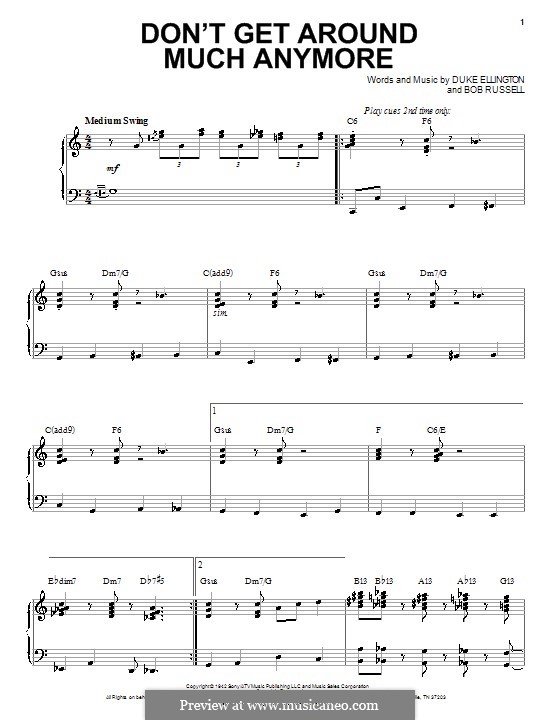 Don't Get Around Much Anymore: Für Stimme und Klavier (oder Gitarre) by Duke Ellington