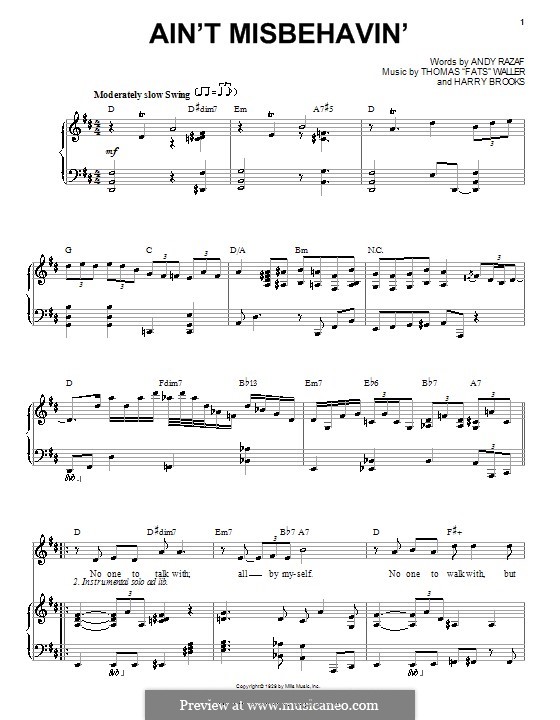 Ain't Misbehavin': Für Stimme und Klavier oder Gitarre (Steve Tyrell) by Fats Waller, Harry Brooks