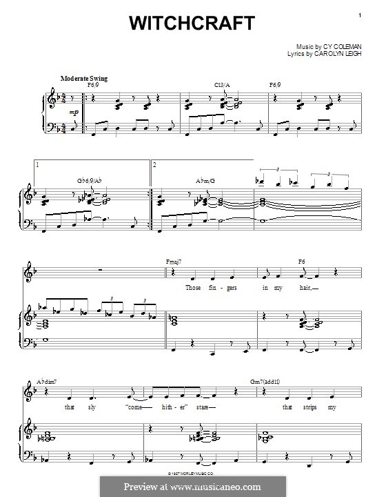 Witchcraft (Frank Sinatra): Für Stimme und Klavier (oder Gitarre) by Cy Coleman