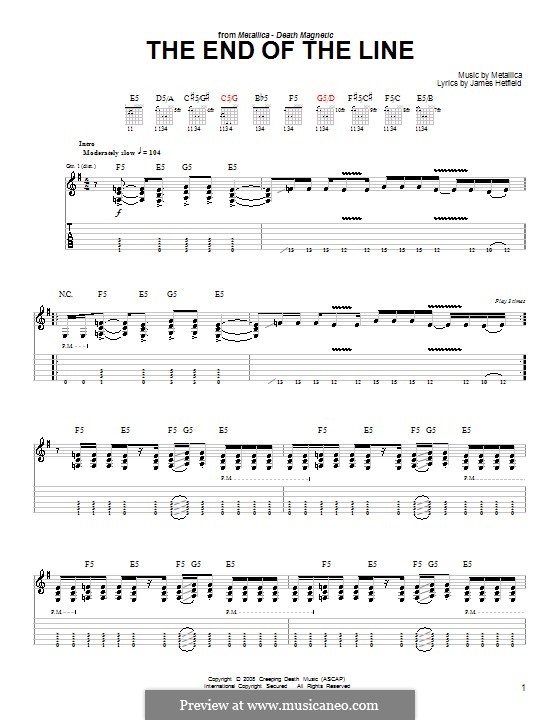 The End of the Line (Metallica): Für Gitarre (Sehr leichte Fassung) by James Hetfield