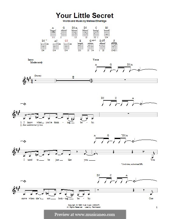 Your Little Secret: Für Gitarre (mit Schlagmuster) by Melissa Etheridge