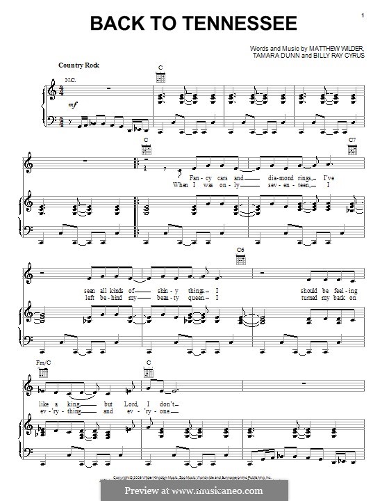 Back to Tennessee von M. Wilder, T. Dunn - Noten auf MusicaNeo