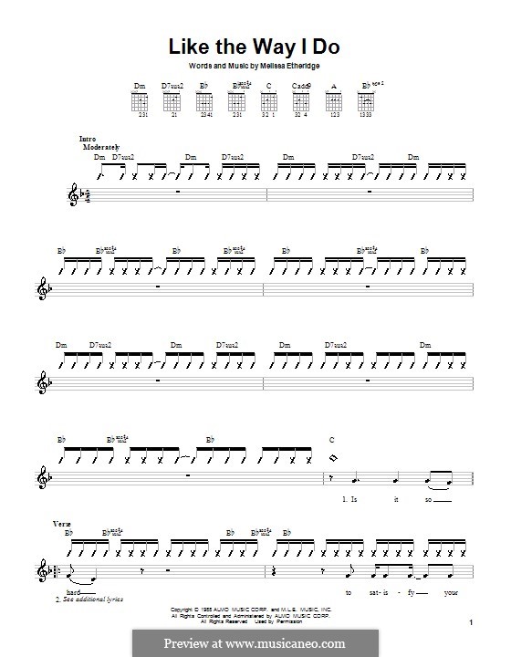 Like the Way I Do: Für Gitarre (mit Schlagmuster) by Melissa Etheridge