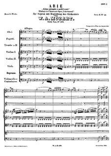 Alma Grande e Nobil Core, K.578: For solo and chamber orchestra by Wolfgang Amadeus Mozart