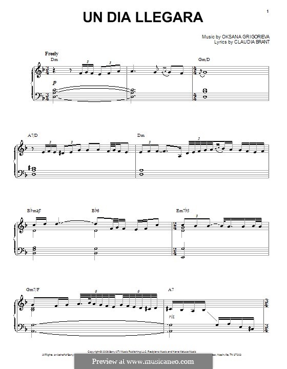 Un Dia Llegara (Josh Groban): Für Stimme und Klavier (oder Gitarre) by Claudia Brant, Oksana Grigorieva