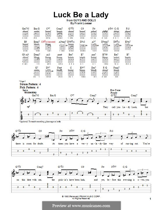 Luck, Be a Lady (from Guys and Dolls) von F. Loesser Noten auf MusicaNeo