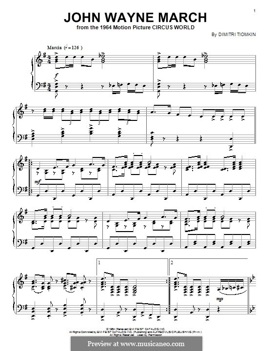 John Wayne March: Für Klavier by Dimitri Tiomkin