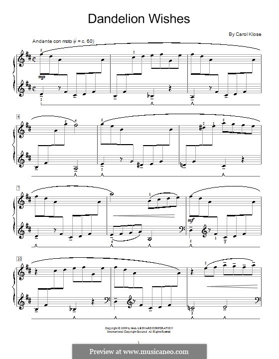 Dandelion Wishes: Für Klavier by Carol Klose