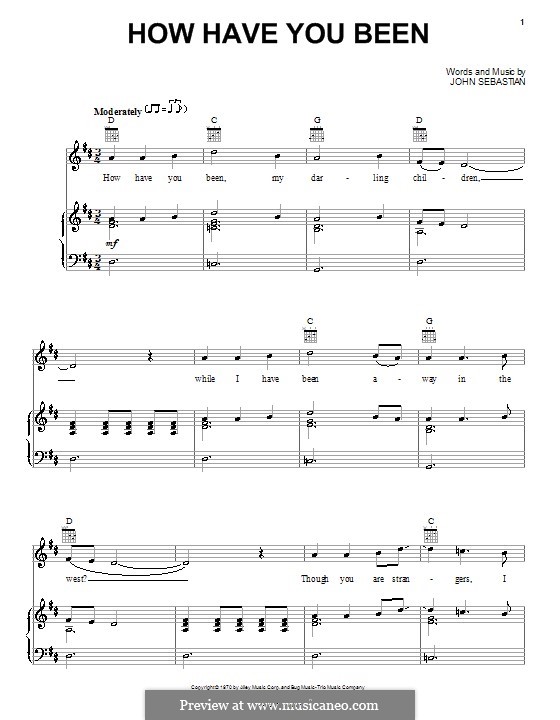 How Have You Been: Für Stimme und Klavier (oder Gitarre) by John B. Sebastian