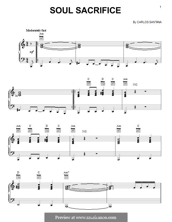 Soul Sacrifice (Santana): Für Stimme und Klavier (oder Gitarre) by Carlos Santana