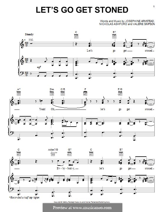 Let's Go Get Stoned (Ray Charles): Für Stimme und Klavier (oder Gitarre) by Josephine Armstead, Nicholas Ashford, Valerie Simpson