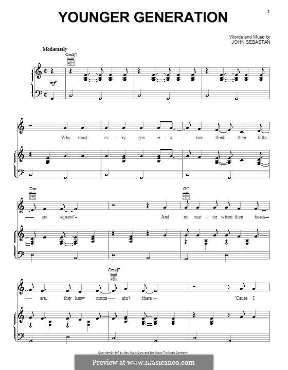 Younger Generation: Für Stimme und Klavier (oder Gitarre) by John B. Sebastian