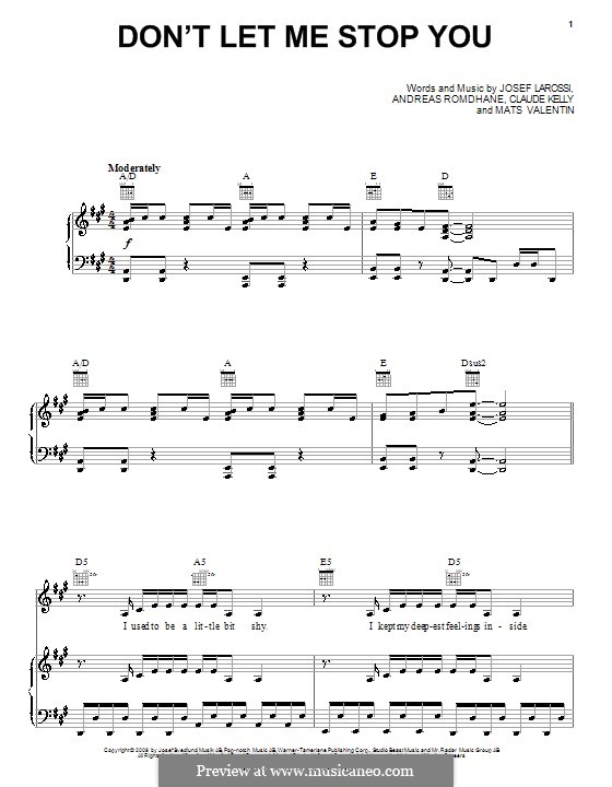 Don't Let Me Stop You (Kelly Clarkson): Für Stimme und Klavier (oder Gitarre) by Andreas 'Quiz' Romdhane, Claude Kelly, Josef Larossi, Mats Valentin
