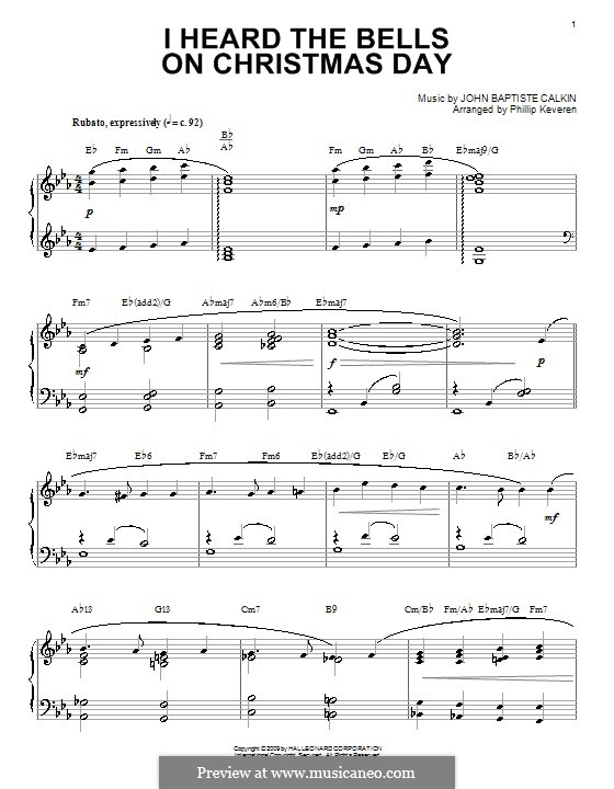I Heard the Bells on Christmas Day: Für Klavier by John Baptiste Calkin