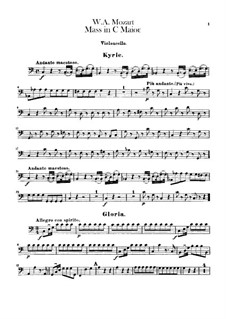 Krönungsmesse Nr.15 in C-Dur, K.317: Cellostimme by Wolfgang Amadeus Mozart