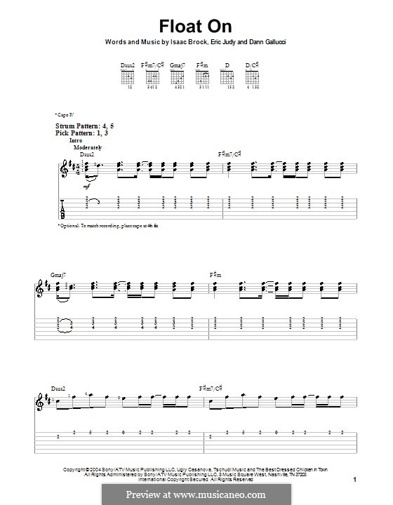 Float on (Modest Mouse): Für Gitarre (Sehr leichte Fassung) by Dann Gallucci, Eric Judy, Isaac Brock