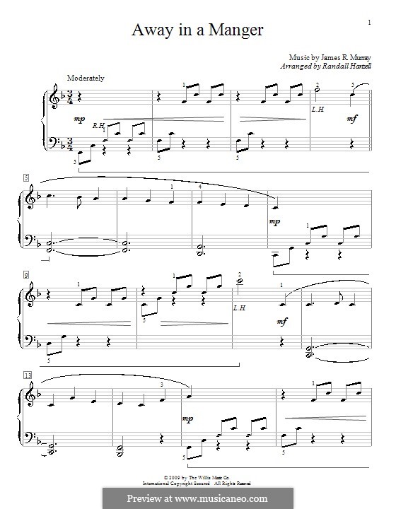 Away in a Manger (Printable Scores): Für Klavier by James R. Murray