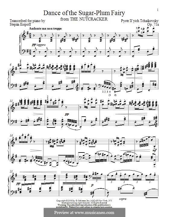Nr.3 Tanz der Zuckerfee, für Klavier: For a single performer (version by S. Esipoff) by Pjotr Tschaikowski