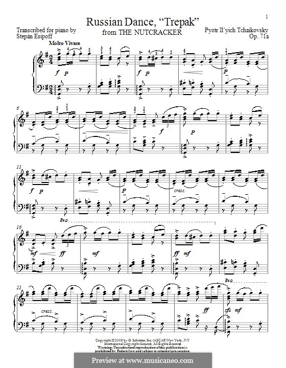 Nr.4 Russischer Tanz (Trepak): Für Klavier (mit Fingersatz) by Pjotr Tschaikowski