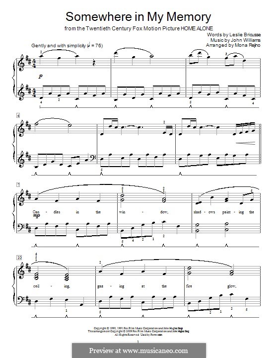 Somewhere in My Memory (from Home Alone): Für Klavier, leicht by John Williams