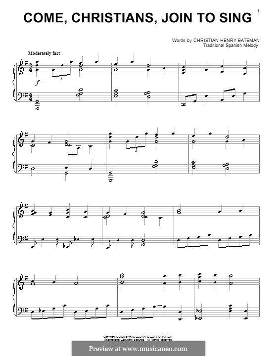 Come, Christians, Join to Sing: Für Klavier by folklore