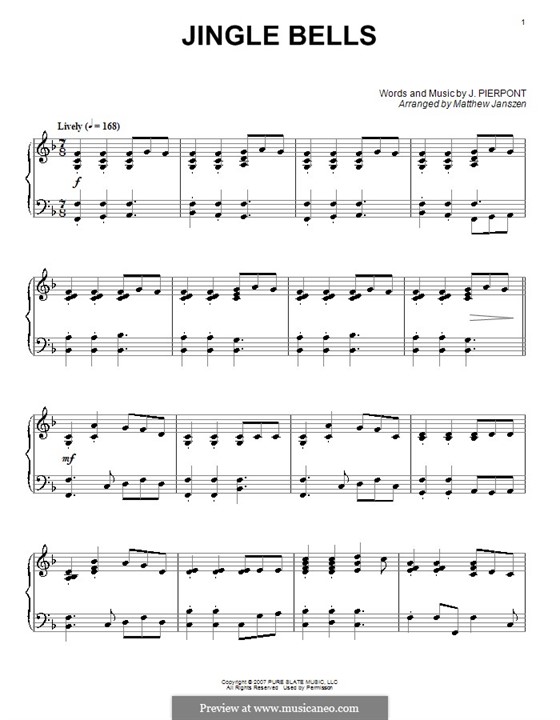 Piano version (printable scores): Für einen Interpreten by James Lord Pierpont