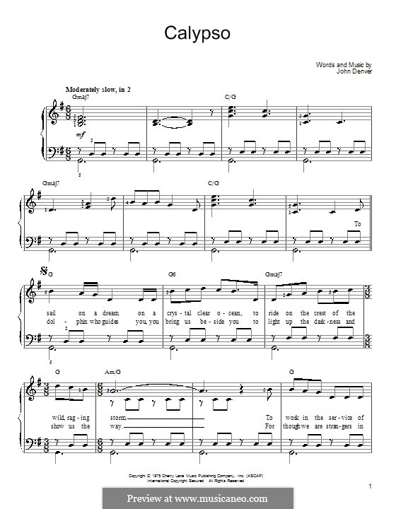Calypso: Für Klavier, leicht by John Denver