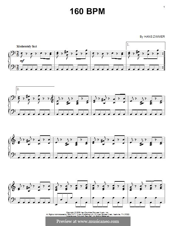 160 BPM von H. Zimmer - Noten auf MusicaNeo
