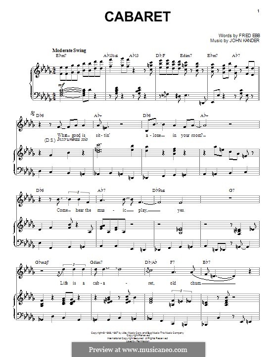 Cabaret (Liza Minnelli): Für Stimme und Klavier (oder Gitarre) by John Kander