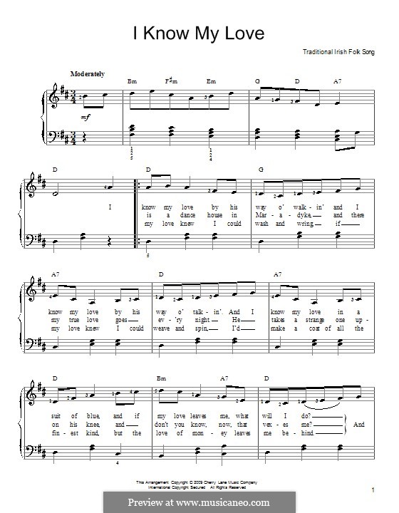 I Know My Love: Für Klavier, leicht by folklore