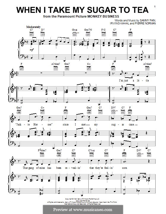 When I Take My Sugar to Tea: Für Stimme und Klavier (oder Gitarre) by Irving Kahal, Pierre Norman Connor, Sammy Fain