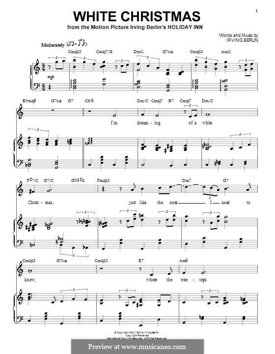 Vocal version: For voice and piano (or guitar) C Major by Irving Berlin