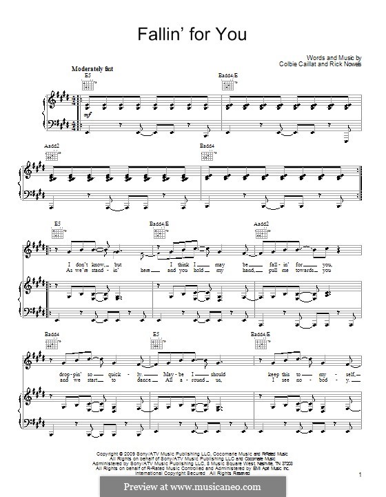 Fallin' for You (Colbie Caillat): Für Stimme und Klavier (oder Gitarre) by Rick Nowels