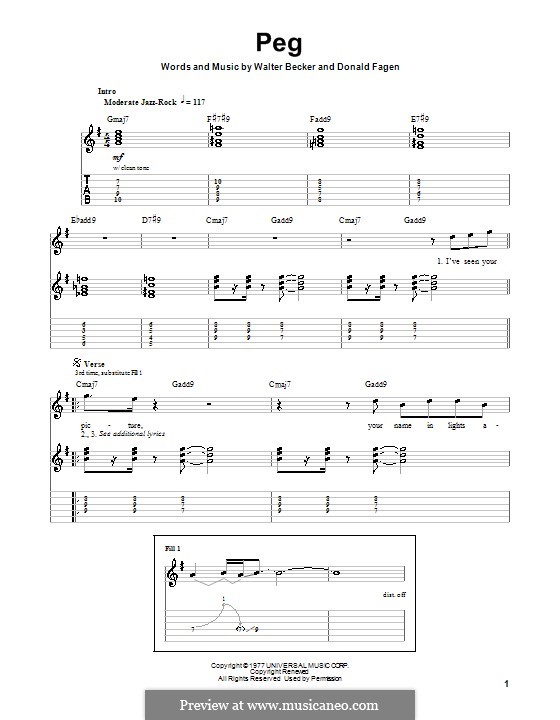 Peg (Steely Dan): Für Gitarre mit Tabulatur by Donald Fagen, Walter Becker
