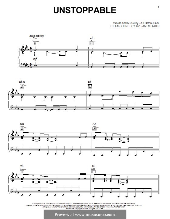 Unstoppable (Rascal Flatts): Für Stimme und Klavier (oder Gitarre) by Hillary Lindsey, James Slater, Jay DeMarcus
