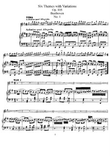 Sechs Themen und Variationen, Op.105: Partitur für zwei Interpreten, Solostimme by Ludwig van Beethoven