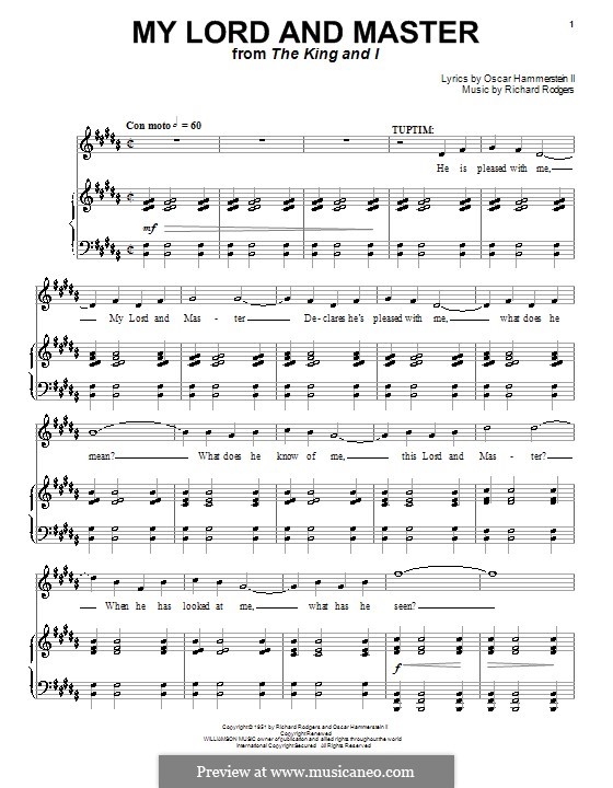 My Lord and Master (from The King and I): Für Stimme mit Klavier oder Gitarre by Richard Rodgers