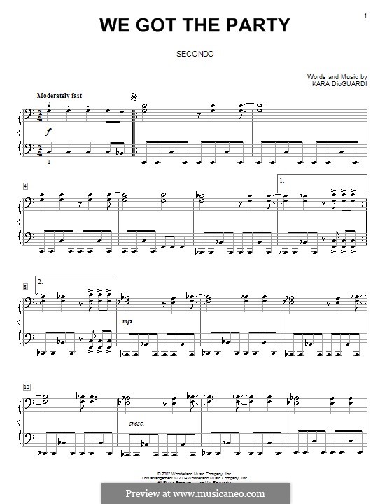 We Got the Party (Hannah Montana): Für Klavier, vierhändig by Kara DioGuardi