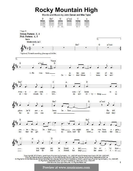 Rocky Mountain High: Für Gitarre (Sehr leichte Fassung) by John Denver, Mike Taylor