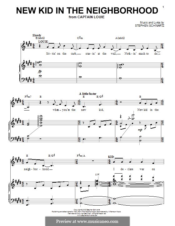 New Kid in the Neighborhood: Für Stimme und Klavier (oder Gitarre) by Stephen Schwartz