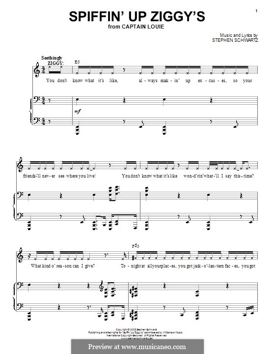 Spiffin' Up Ziggy's: Für Stimme und Klavier (oder Gitarre) by Stephen Schwartz